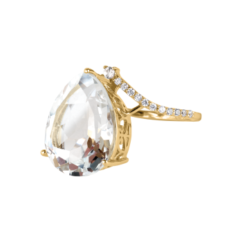 Jacques Lemans SE-R160C58 Damen Ring Gr. 58 Sterlingsilber vergoldet mit White Topaz